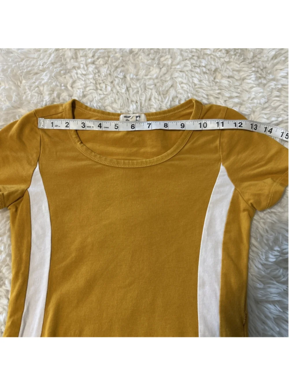 Heart & Hips Small 90’s Style T Shirt Dress Mustard & White Stretchy Comfortable